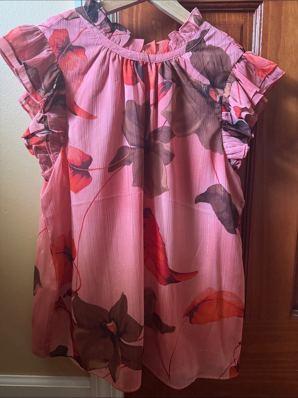 Express Purple and Brown Ruffled Blouse